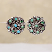Flirty Sterling & Turquoise Clip-On Flower Earrings