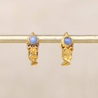 Neoclassical 22k Gold & Chalcedony Hoop Earrings