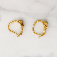 Neoclassical 22k Gold & Chalcedony Hoop Earrings