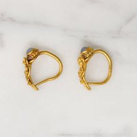 Neoclassical 22k Gold & Chalcedony Hoop Earrings