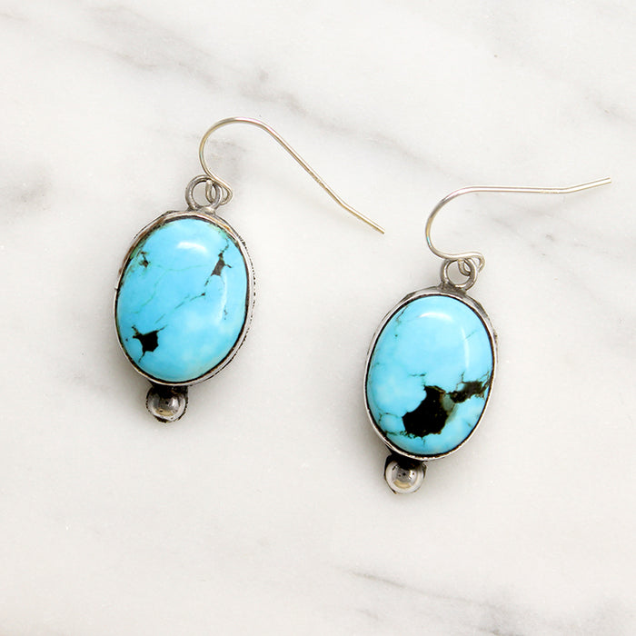 Sky-Blue Turquoise in Sterling Drop Earrings