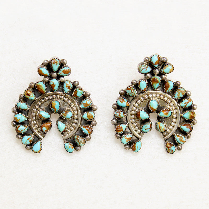 Turquoise & Sterling Silver Naja Earrings Signed EJA