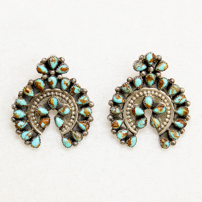 Turquoise & Sterling Silver Naja Earrings Signed EJA