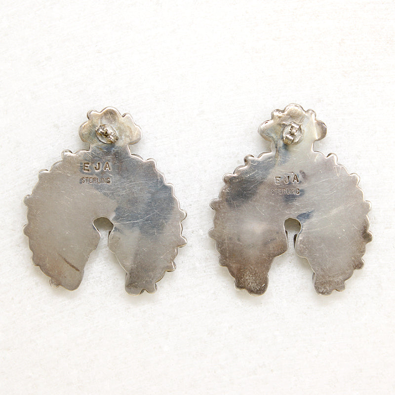 Turquoise & Sterling Silver Naja Earrings Signed EJA