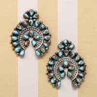 Turquoise & Sterling Silver Naja Earrings Signed EJA