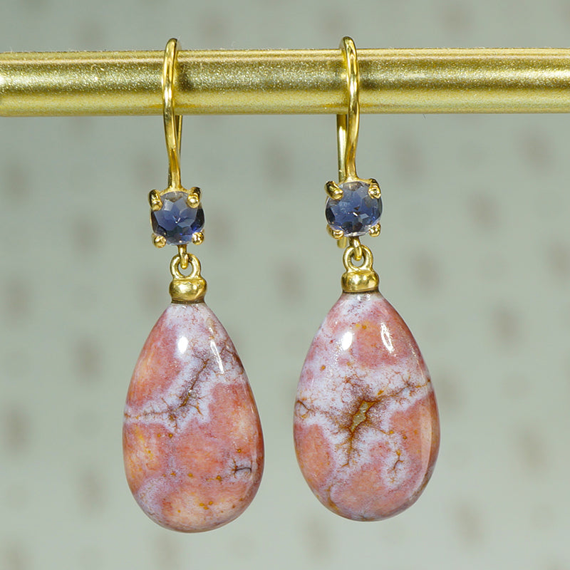 The Perfect Pair 18k Gold Jasper and Iolite Earrings