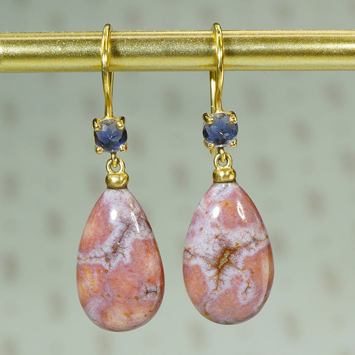 The Perfect Pair 18k Gold Jasper and Iolite Earrings