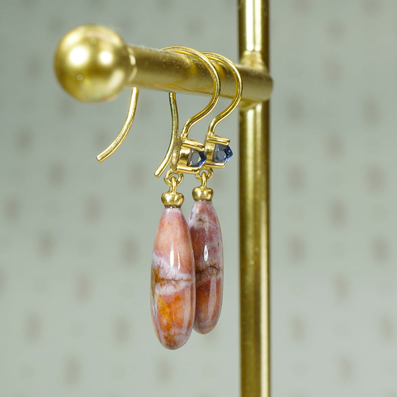 The Perfect Pair 18k Gold Jasper and Iolite Earrings