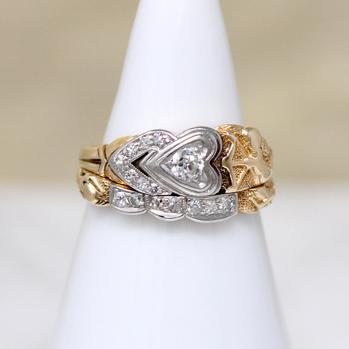 Cupid & Hearts Two-Tone Gold & Diamond Bridal Set