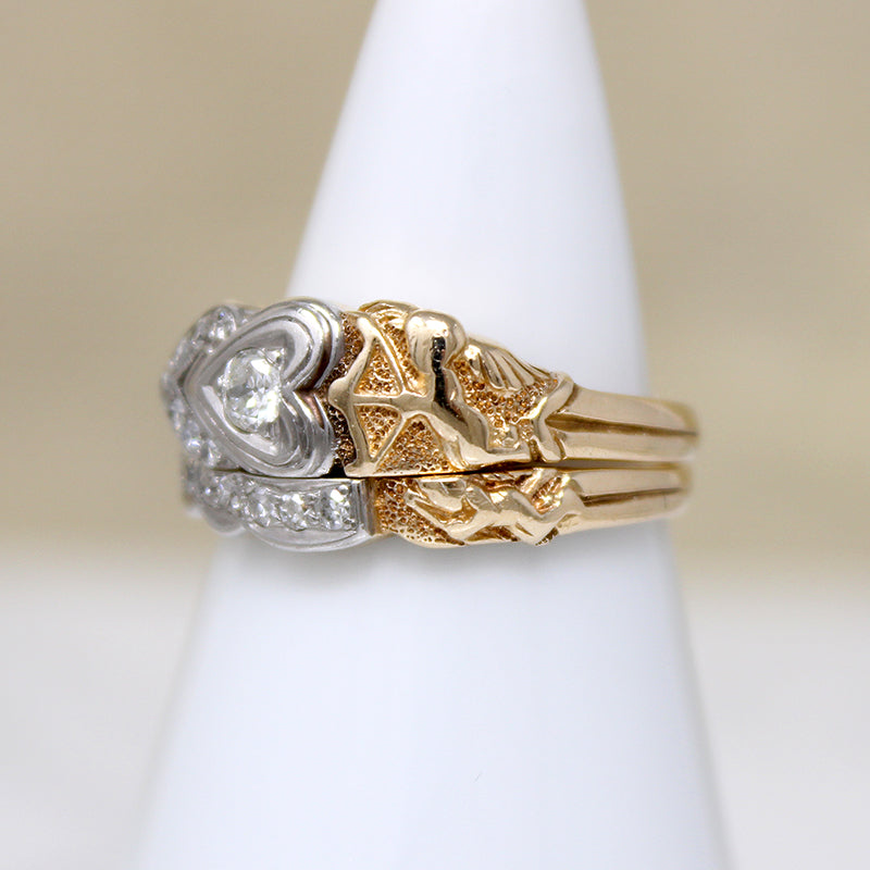 Cupid & Hearts Two-Tone Gold & Diamond Bridal Set