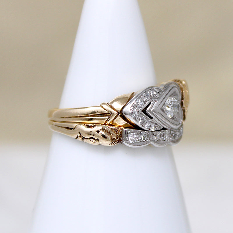 Cupid & Hearts Two-Tone Gold & Diamond Bridal Set