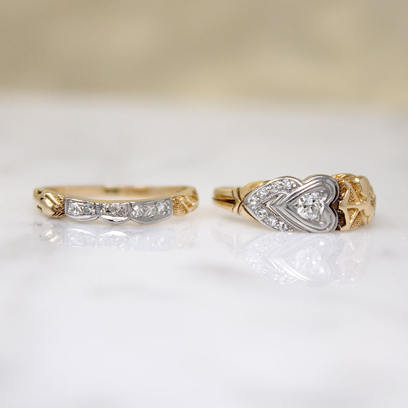 Cupid & Hearts Two-Tone Gold & Diamond Bridal Set