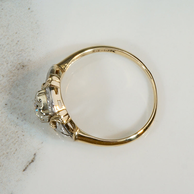 Two-Tone Art Modern Diamond Engagement Ring