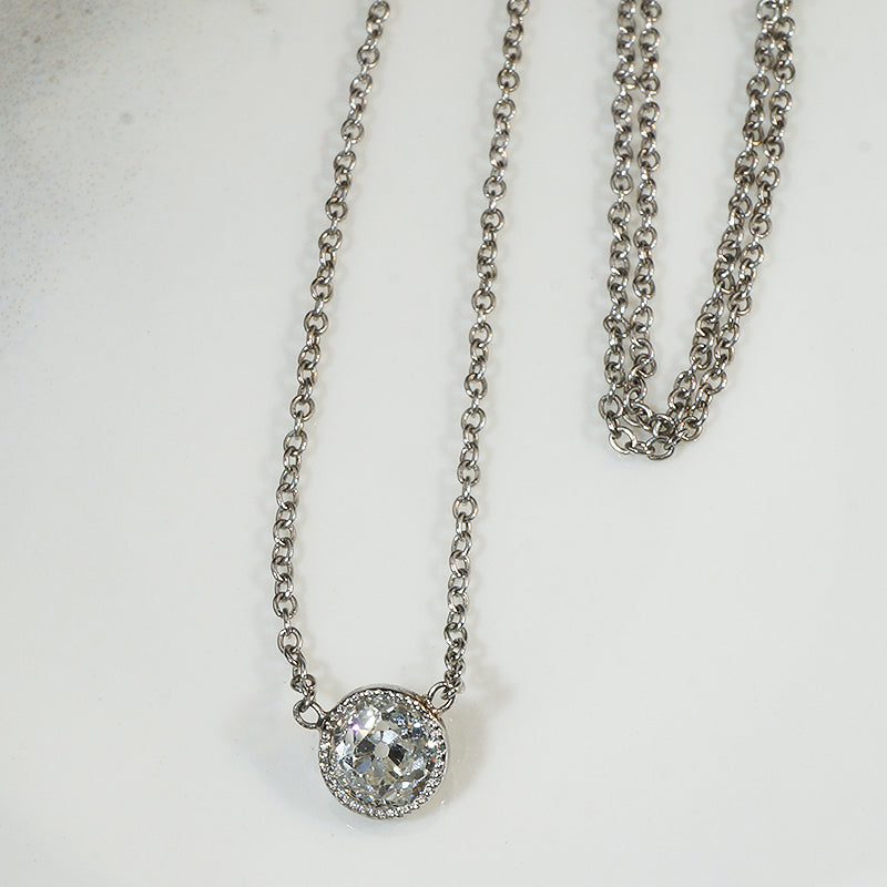 Dazzling 1/2 Carat Old Mine Diamond in Platinum Pendant