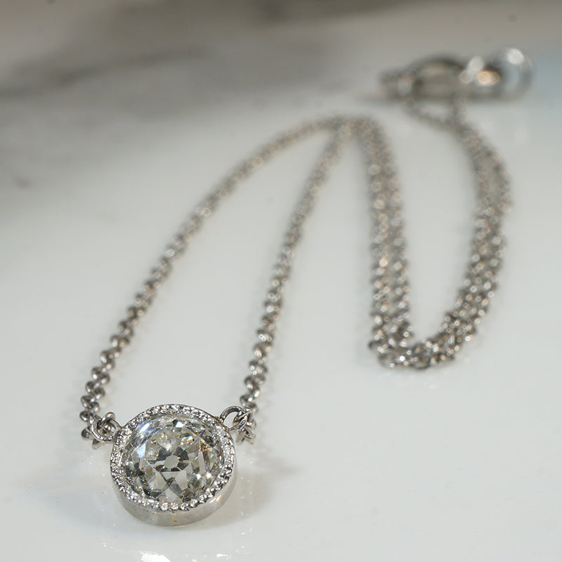Dazzling 1/2 Carat Old Mine Diamond in Platinum Pendant