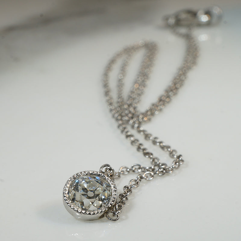 Dazzling 1/2 Carat Old Mine Diamond in Platinum Pendant