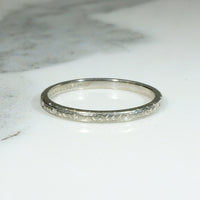 White Gold Wedding Band with Classic Deco Chevron Pattern