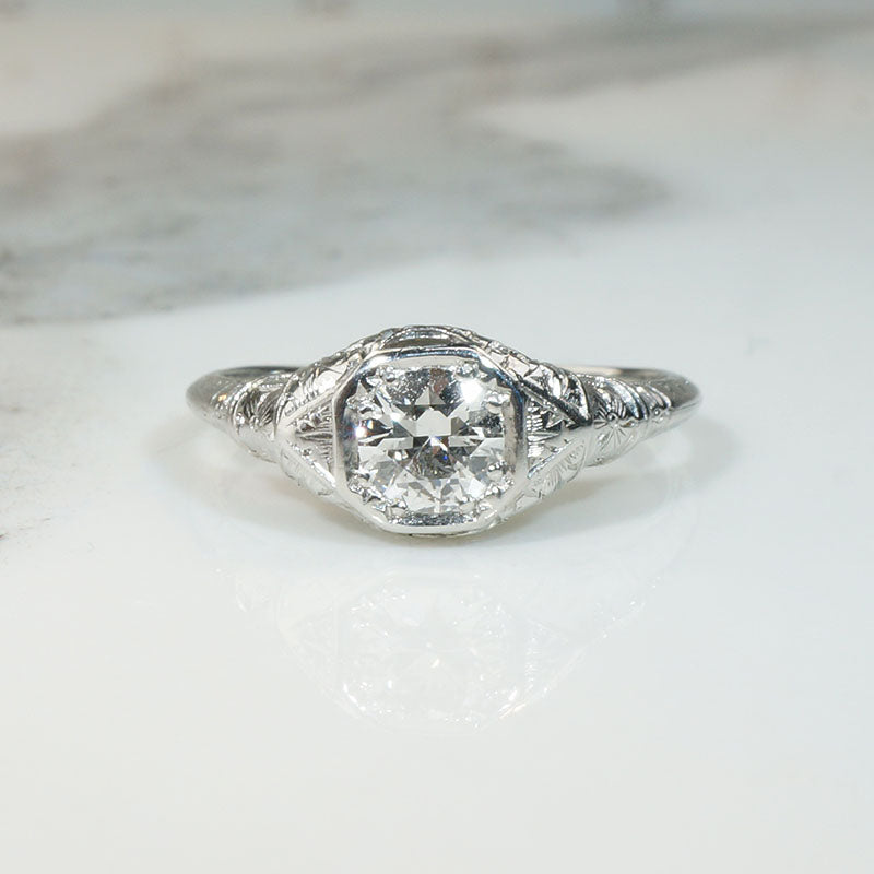 Refined Edwardian 1/2 Carat Diamond & Platinum Solitaire
