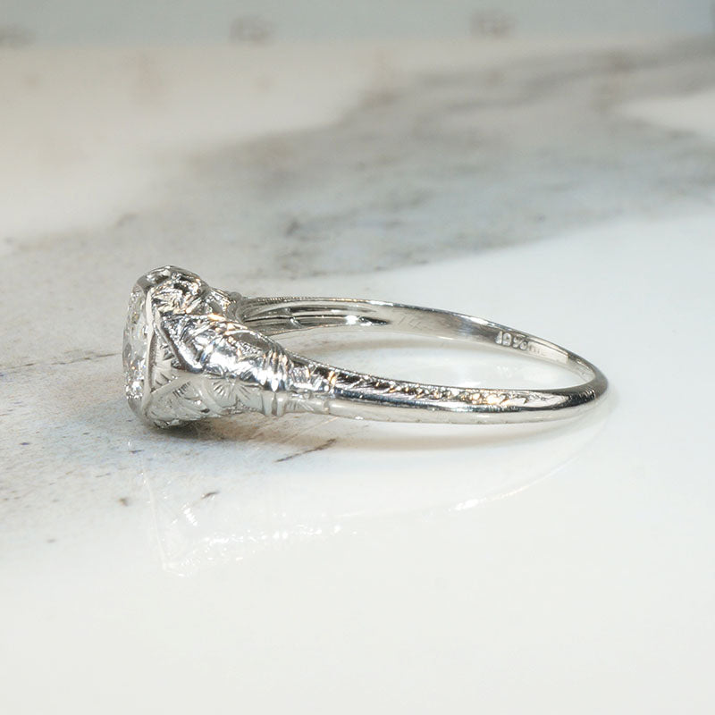 Refined Edwardian 1/2 Carat Diamond & Platinum Solitaire