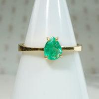Pear Shape Emerald Solitaire in 18k