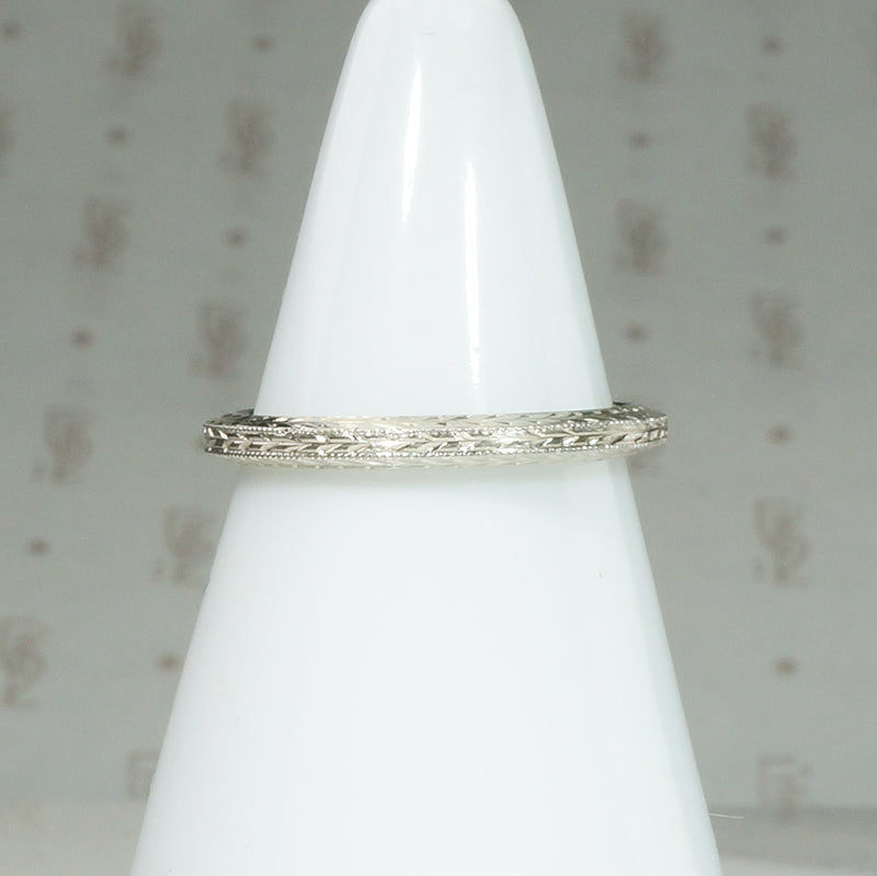Beautifully Detailed White Gold Wheat Band by Belias