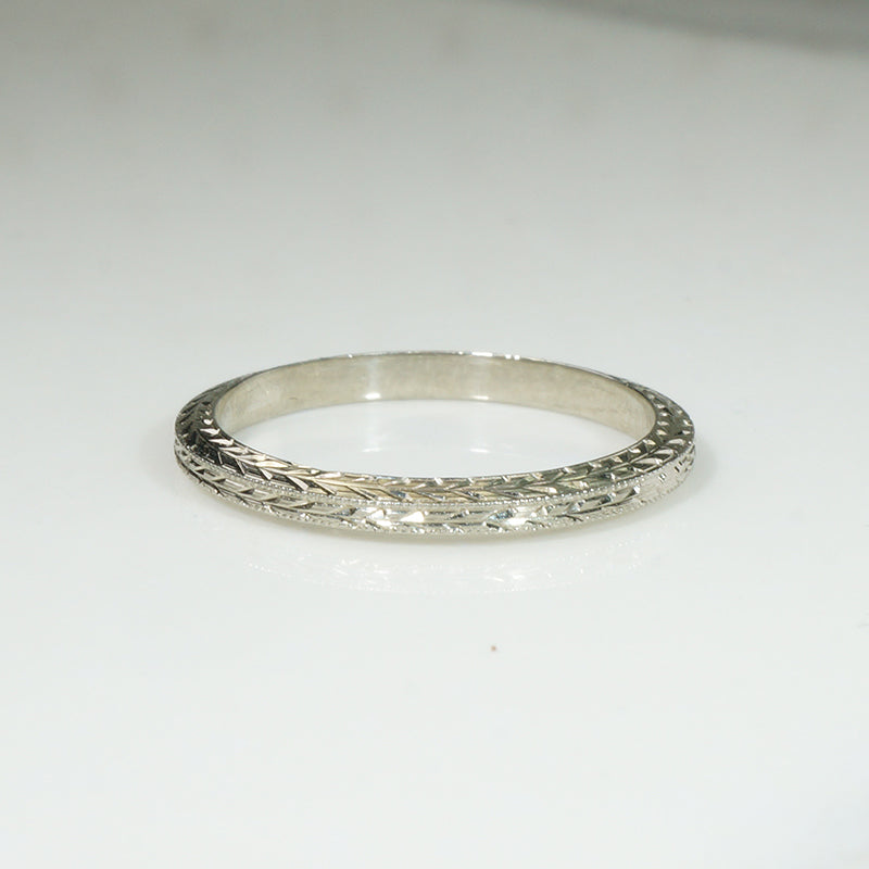 Beautifully Detailed White Gold Wheat Band by Belias