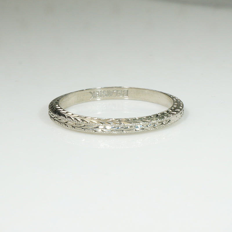 Beautifully Detailed White Gold Wheat Band by Belias