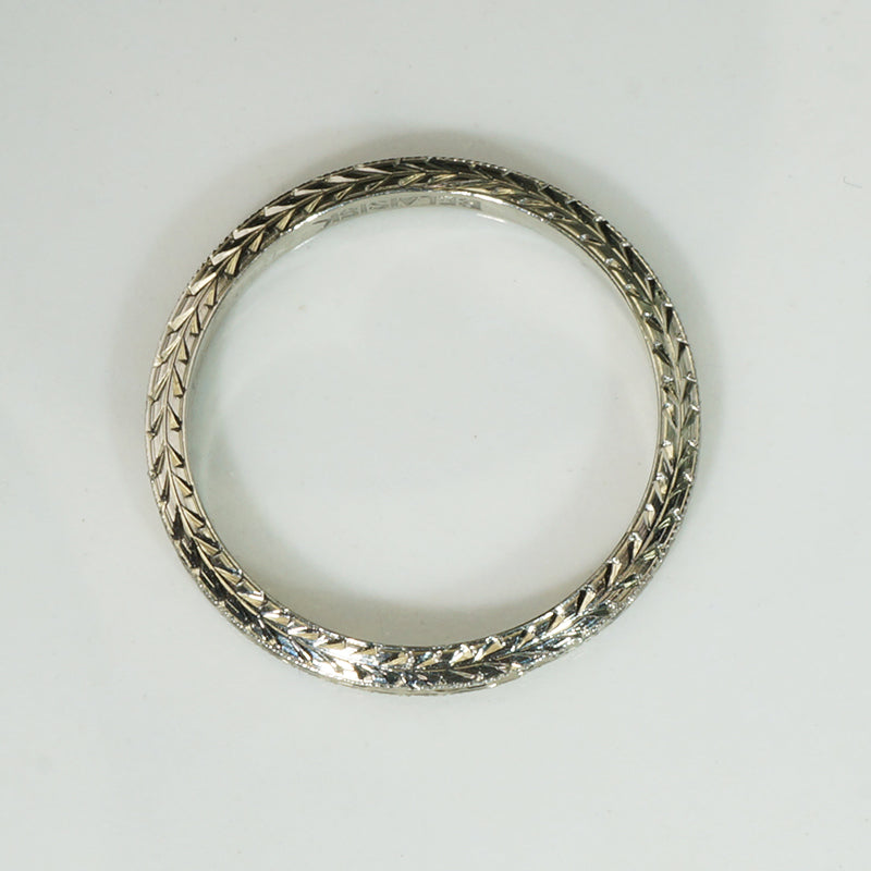 Beautifully Detailed White Gold Wheat Band by Belias
