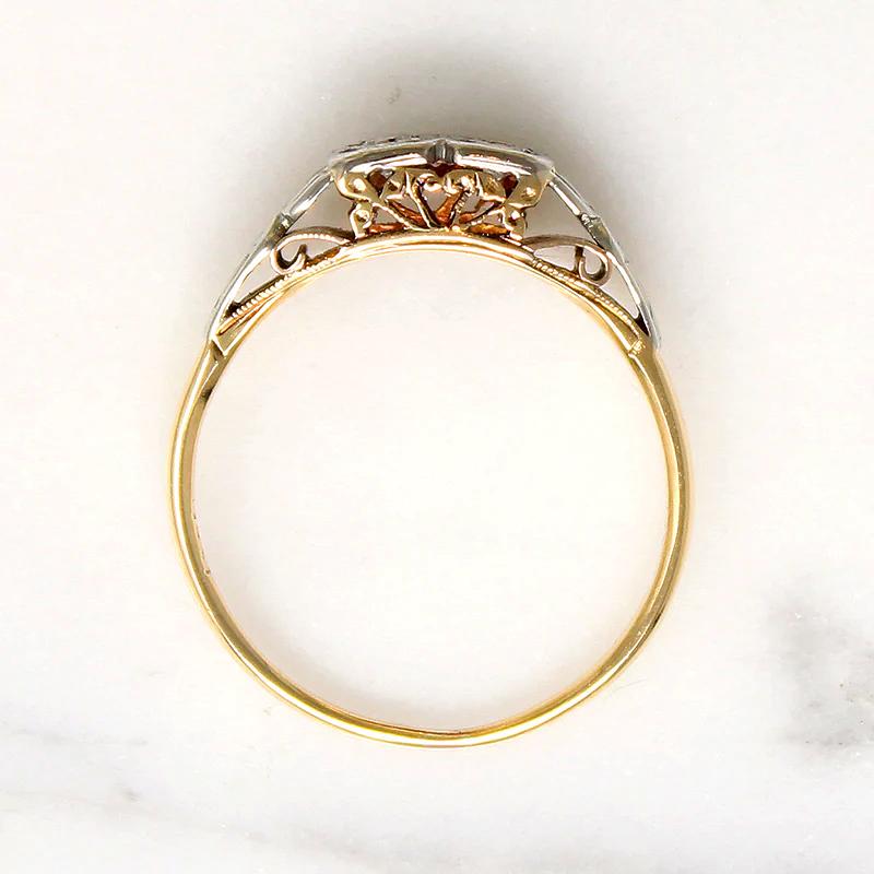 Dainty Art Deco Diamond Ring in Platinum & 18ct Gold