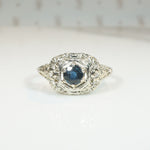 Lovely White Gold Filigree Sapphire Ring