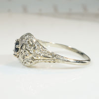 Lovely White Gold Filigree Sapphire Ring