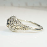 Lovely White Gold Filigree Sapphire Ring