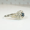 Lovely White Gold Filigree Sapphire Ring