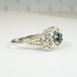 Lovely White Gold Filigree Sapphire Ring