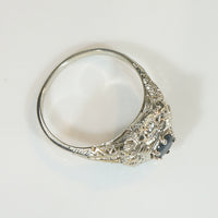 Lovely White Gold Filigree Sapphire Ring