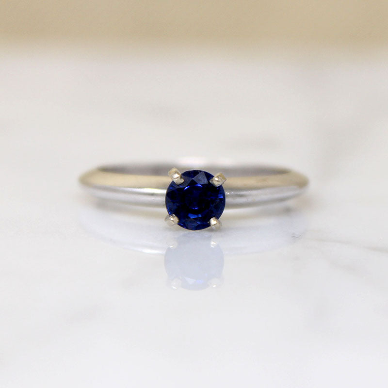 Sophisticated Mid Century Sapphire Solitaire Ring