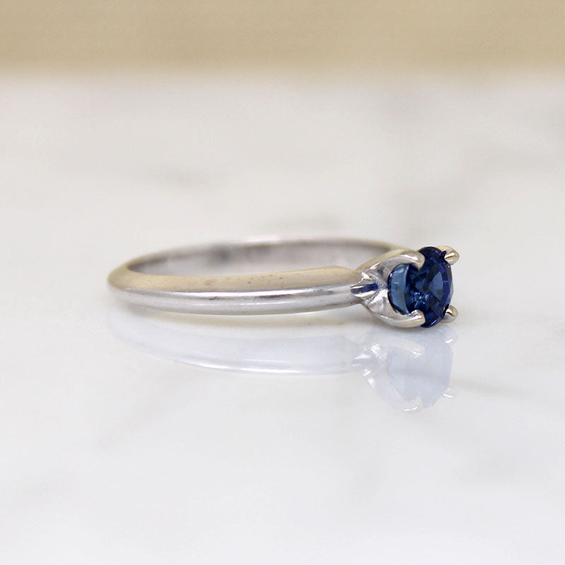 Sophisticated Mid Century Sapphire Solitaire Ring