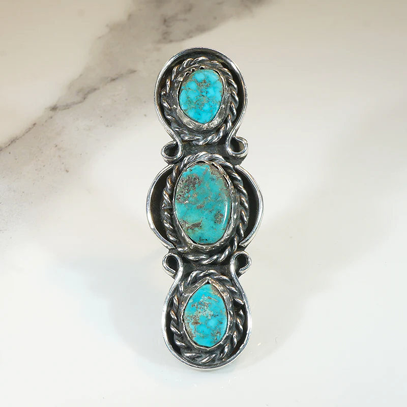 Sublime Blue-Green Turquoise in Silver Statement Ring