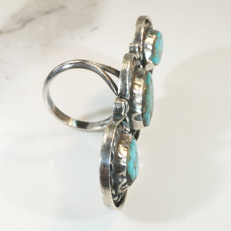 Sublime Blue-Green Turquoise in Silver Statement Ring