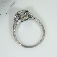 Exquisitely Engraved Art Deco Diamond & Platinum Engagement Ring