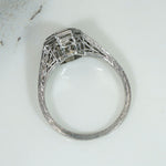 Exquisitely Engraved Art Deco Diamond & Platinum Engagement Ring