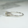 Architectural Art Deco Diamond Solitaire in Engraved White Gold