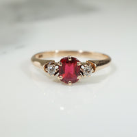 Lovely 19thc Red Spinel and OMC Diamond Ring