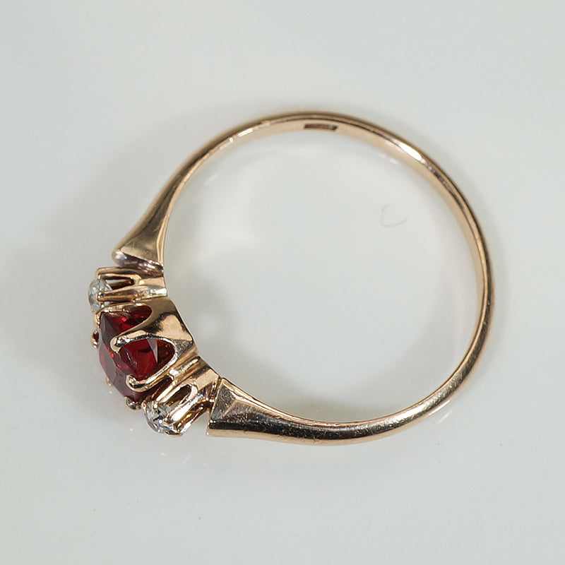 Lovely 19thc Red Spinel and OMC Diamond Ring