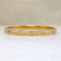 Marion & Tillie's Engraved Gold & Diamond Bangle 