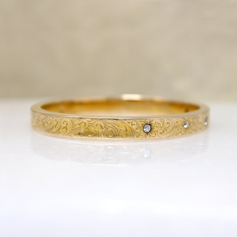 Marion & Tillie's Engraved Gold & Diamond Bangle 