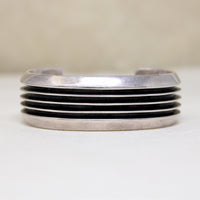 Dramatic Ridged Sterling Silver Cuff Signed "MB"