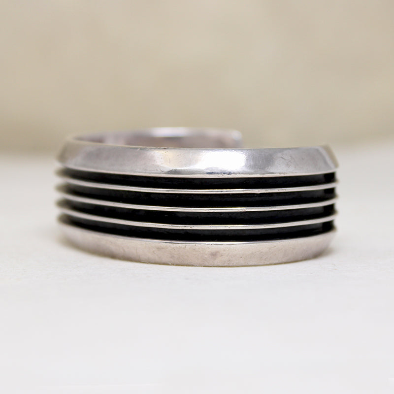 Dramatic Ridged Sterling Silver Cuff Signed "MB"