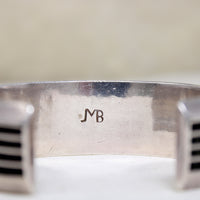 Dramatic Ridged Sterling Silver Cuff Signed "MB"