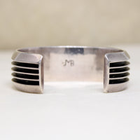 Dramatic Ridged Sterling Silver Cuff Signed "MB"